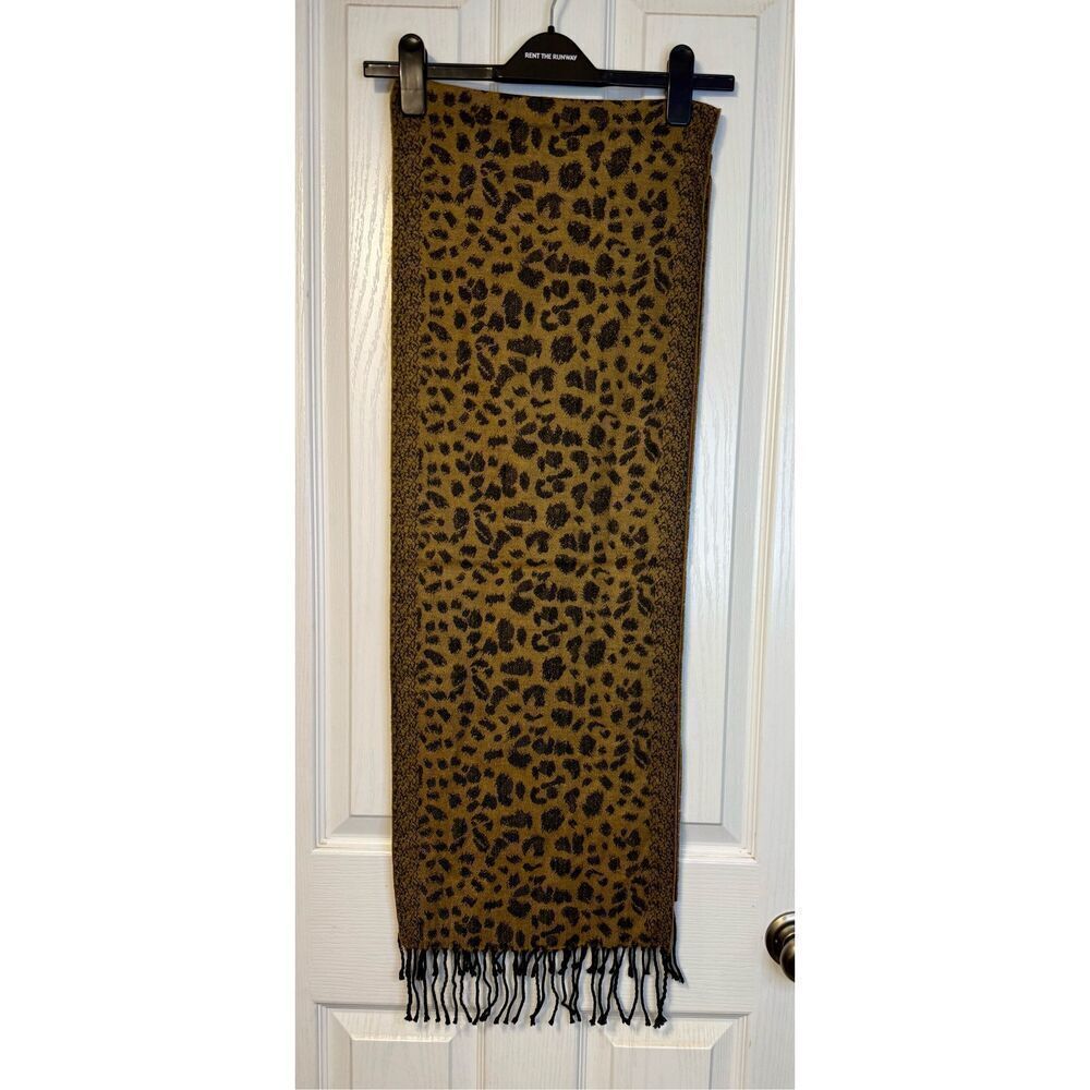 Cashmere Animal Print Scarf Made in Scotland 12” X 64”